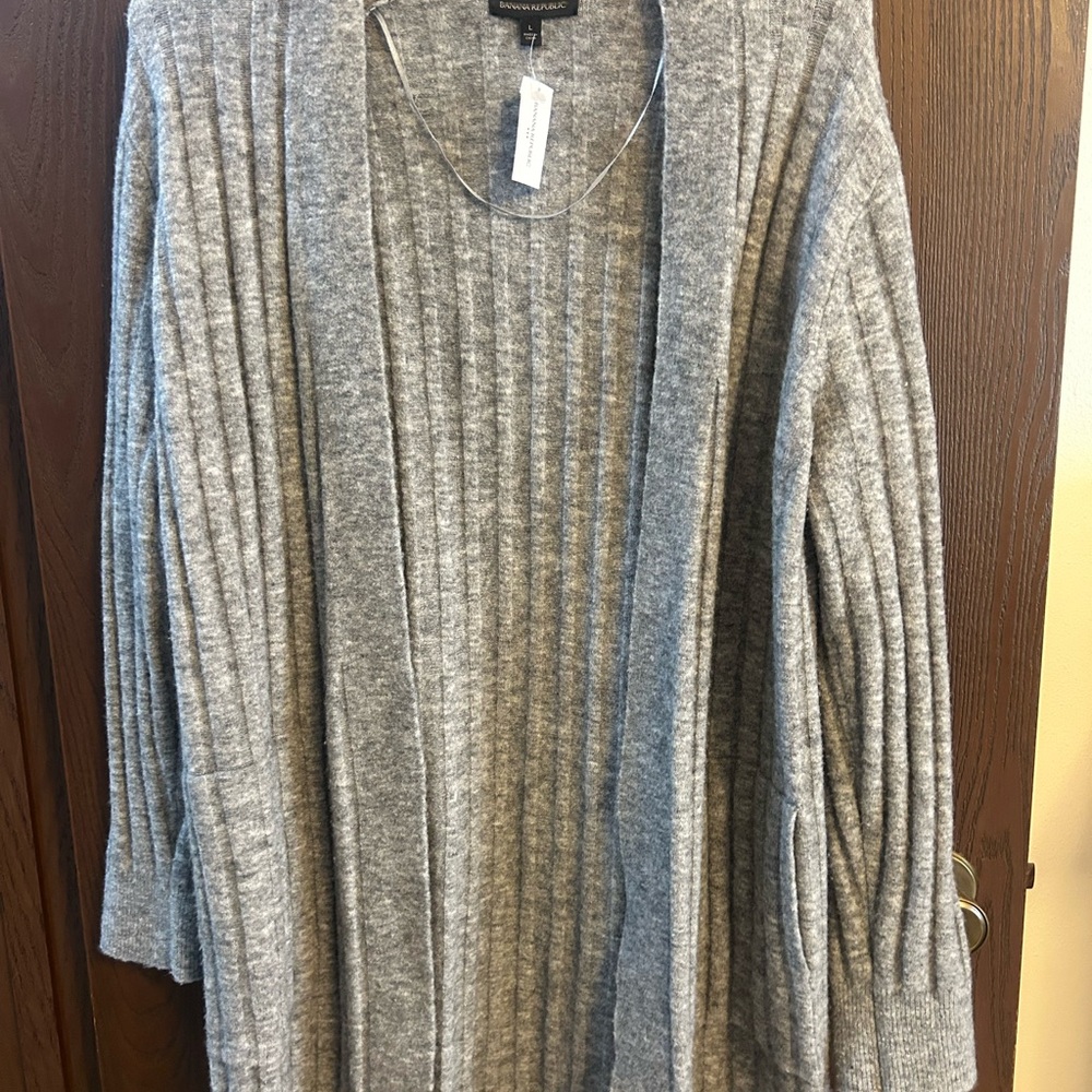 Banana Republic Gray Ribbed Cardigan